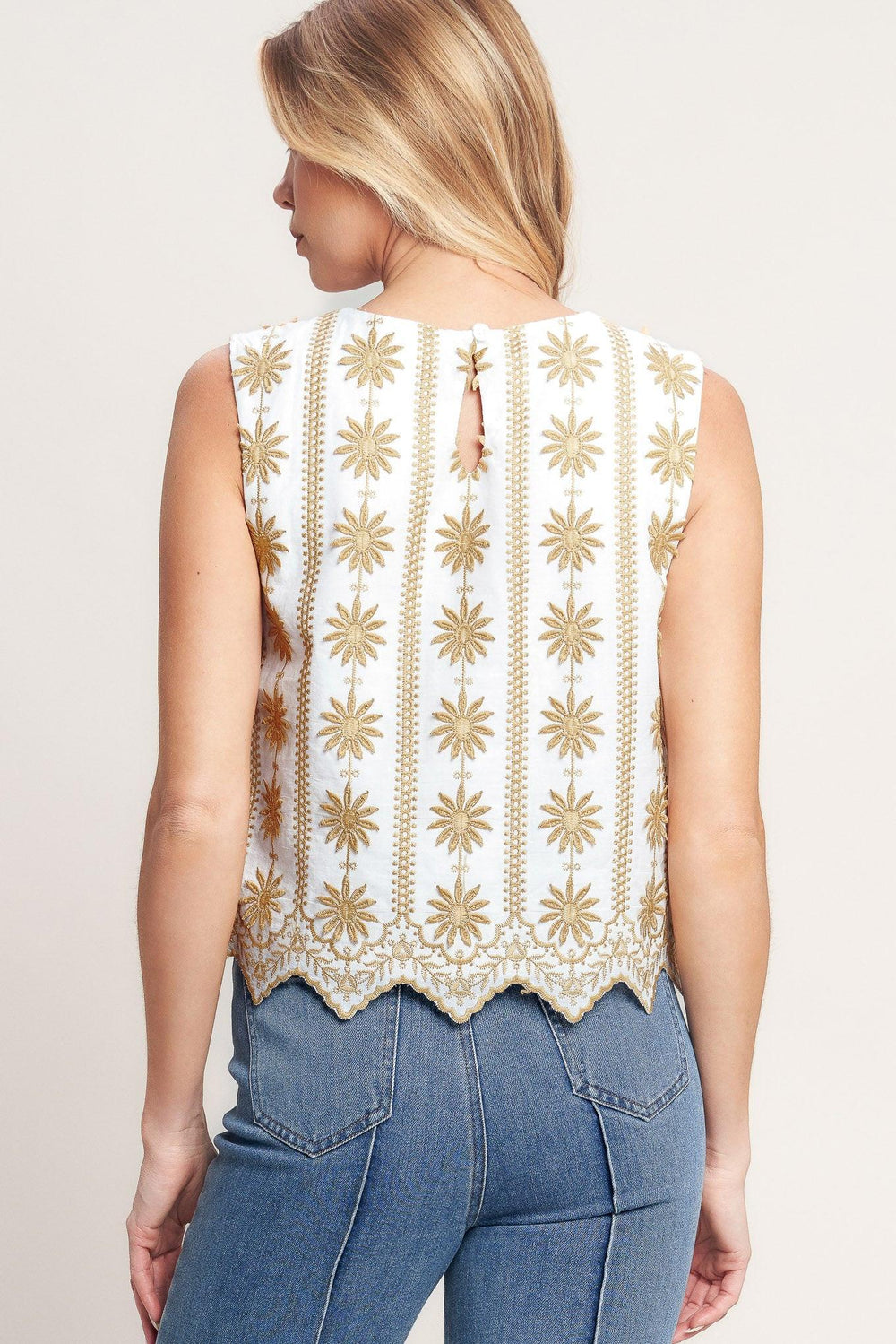 Sun-Kissed Woven Embroidered Top from KADOU Boutique