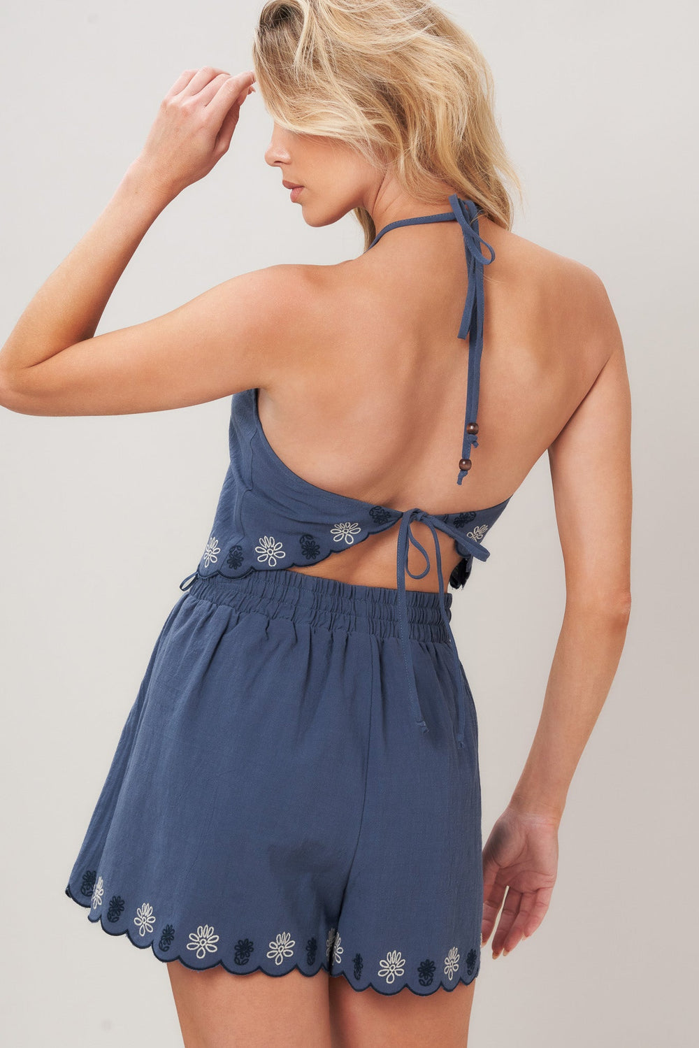 Moonlit Flora Woven Scarf Top and Short Set from KADOU Boutique