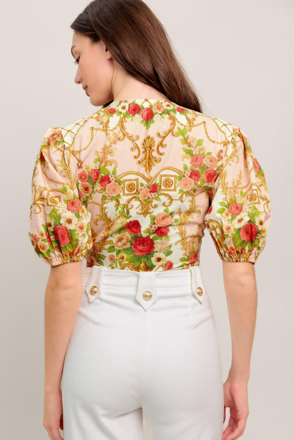 Palace Rose Statement Woven Crop Top from KADOU Boutique