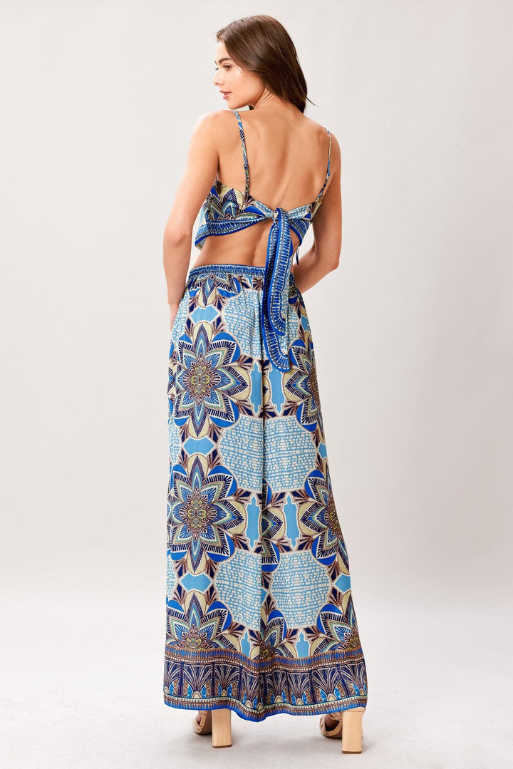Azure Mandala Woven Scarf Top and Pant Set from KADOU Boutique