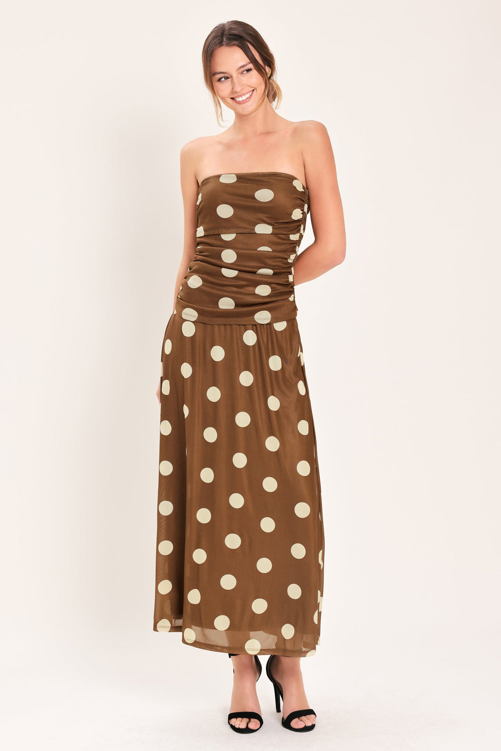 French Girl Polka Dot Power Mesh Tube Top from KADOU Boutique