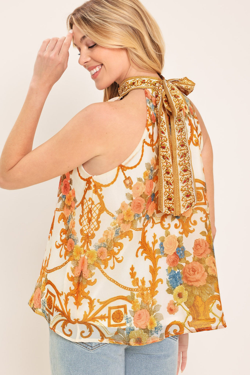 Antique Bloom Woven Halter Top from KADOU Boutique
