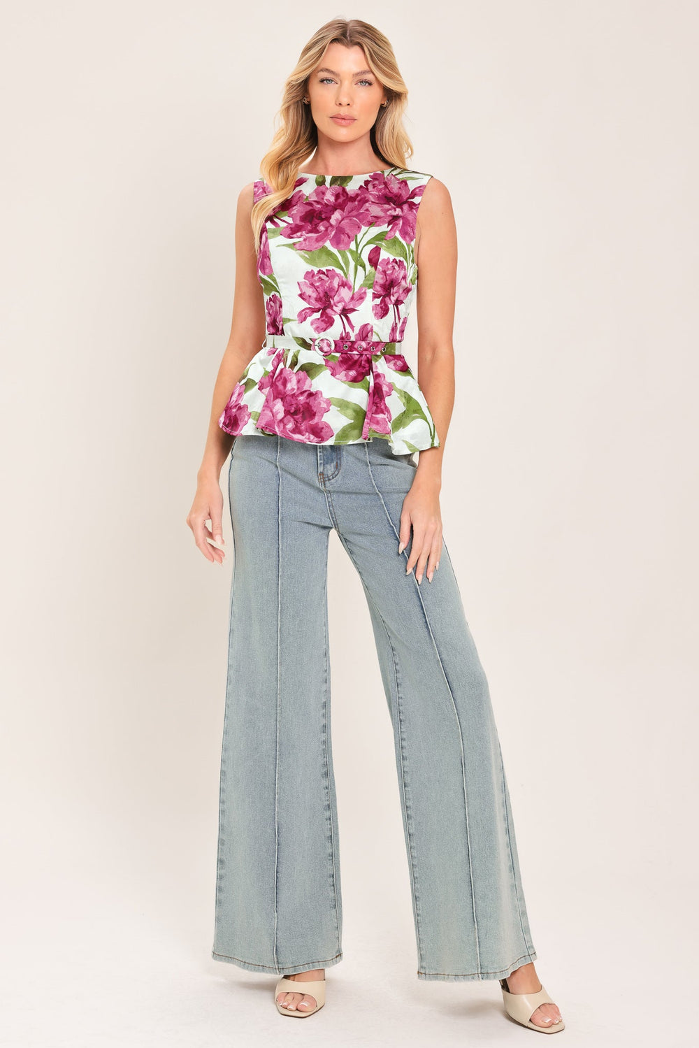 Romantic Rose Peplum Woven Top from KADOU Boutique