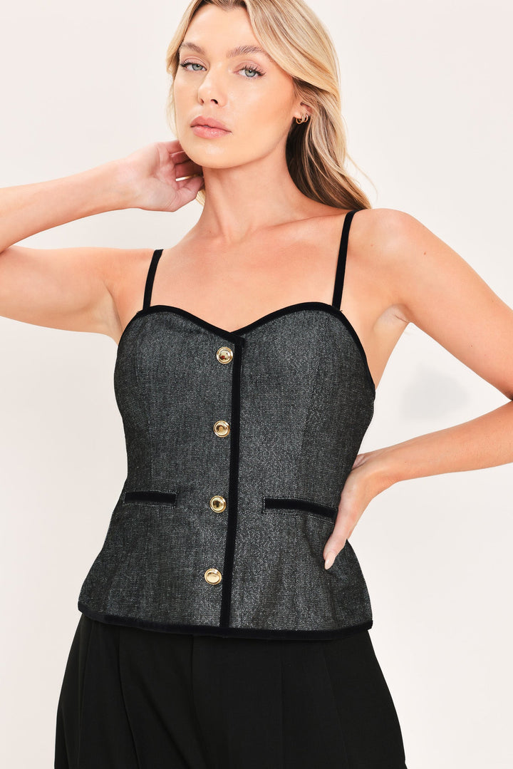 Metallic Hourglass Woven Top from KADOU Boutique