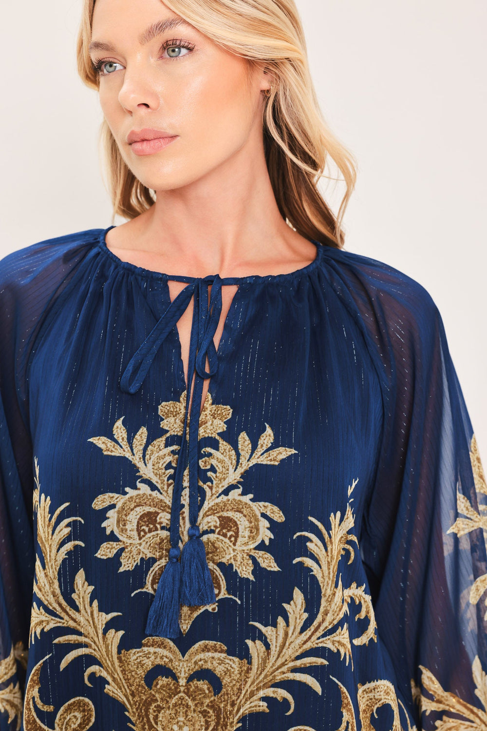 Midnight Heritage Flow Woven Top from KADOU Boutique