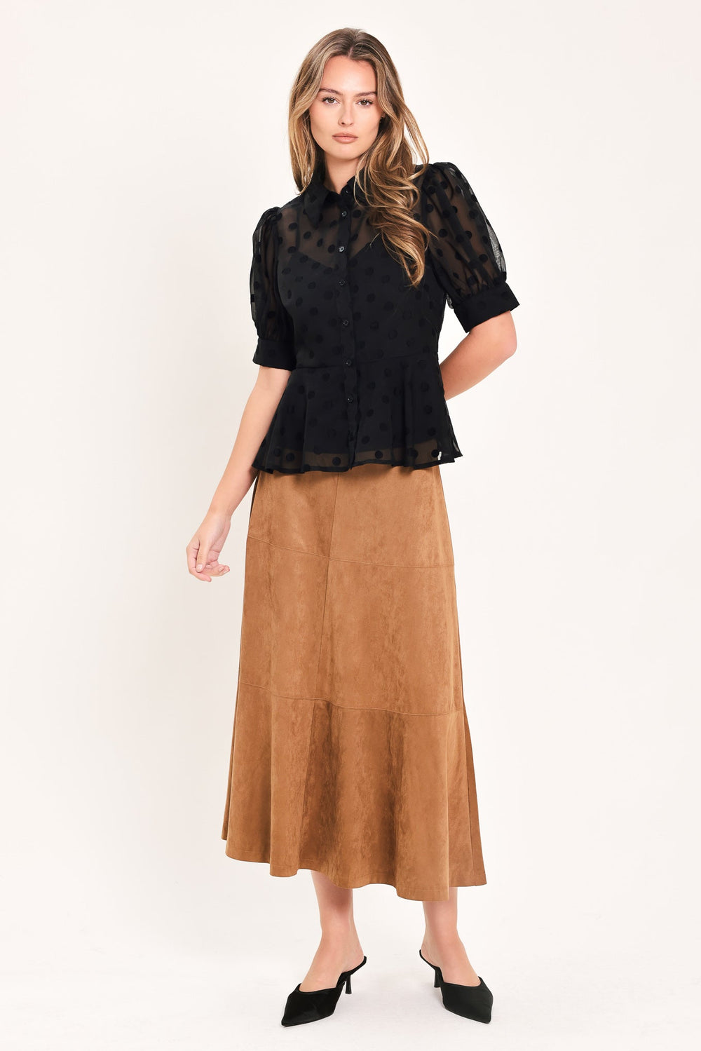 Polka Veil Romance Woven Top from KADOU Boutique