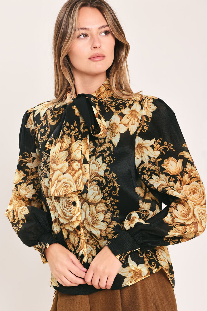 Moonlit Garden Bow Tie Blouse from KADOU Boutique