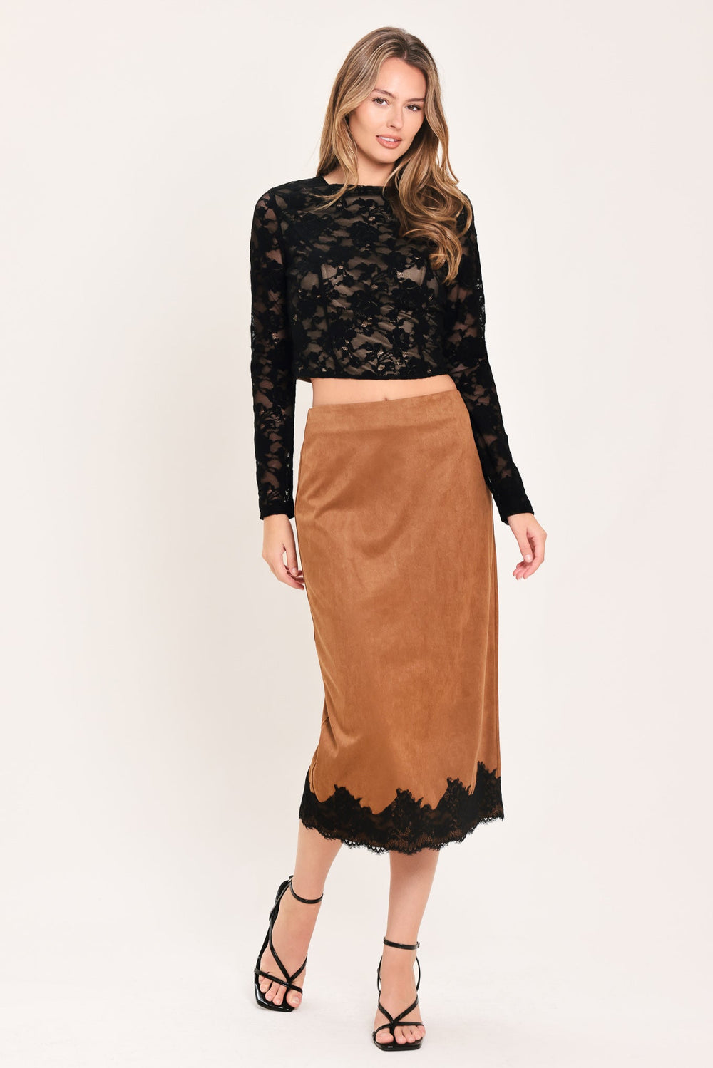 Noir Lace Moonrise Woven Lace Crop Top from KADOU Boutique