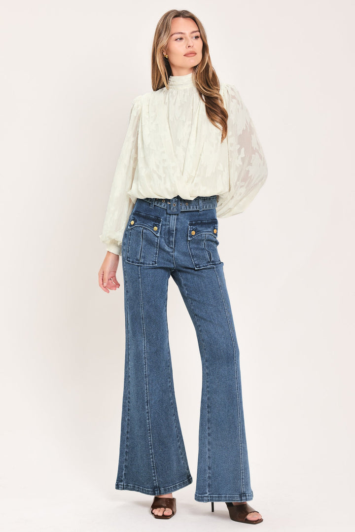 IVORY CLOUD EMBRACE WOVEN JACQUARD TOP