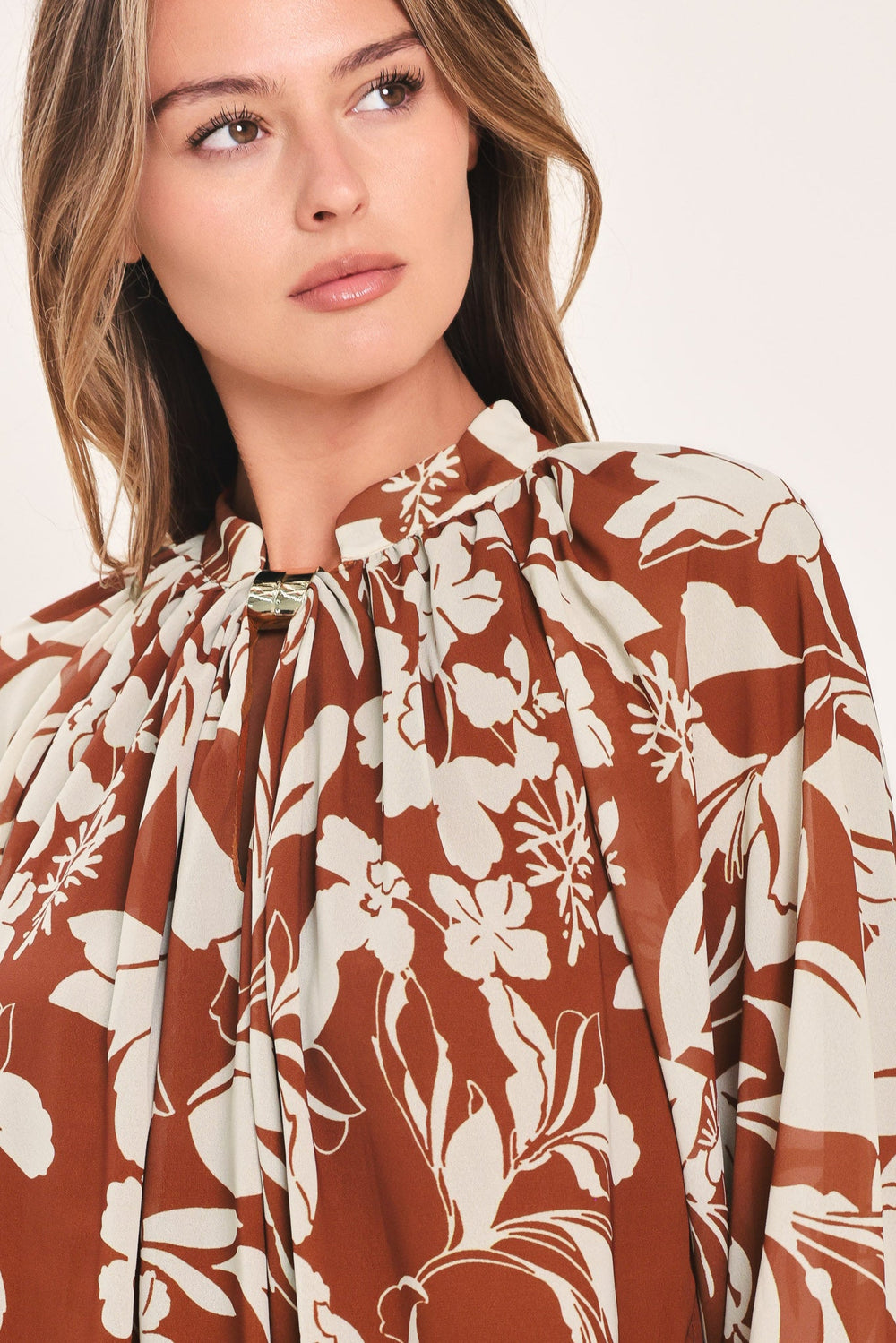 Golden Season Rust Hardware-Detail Blouse from KADOU Boutique