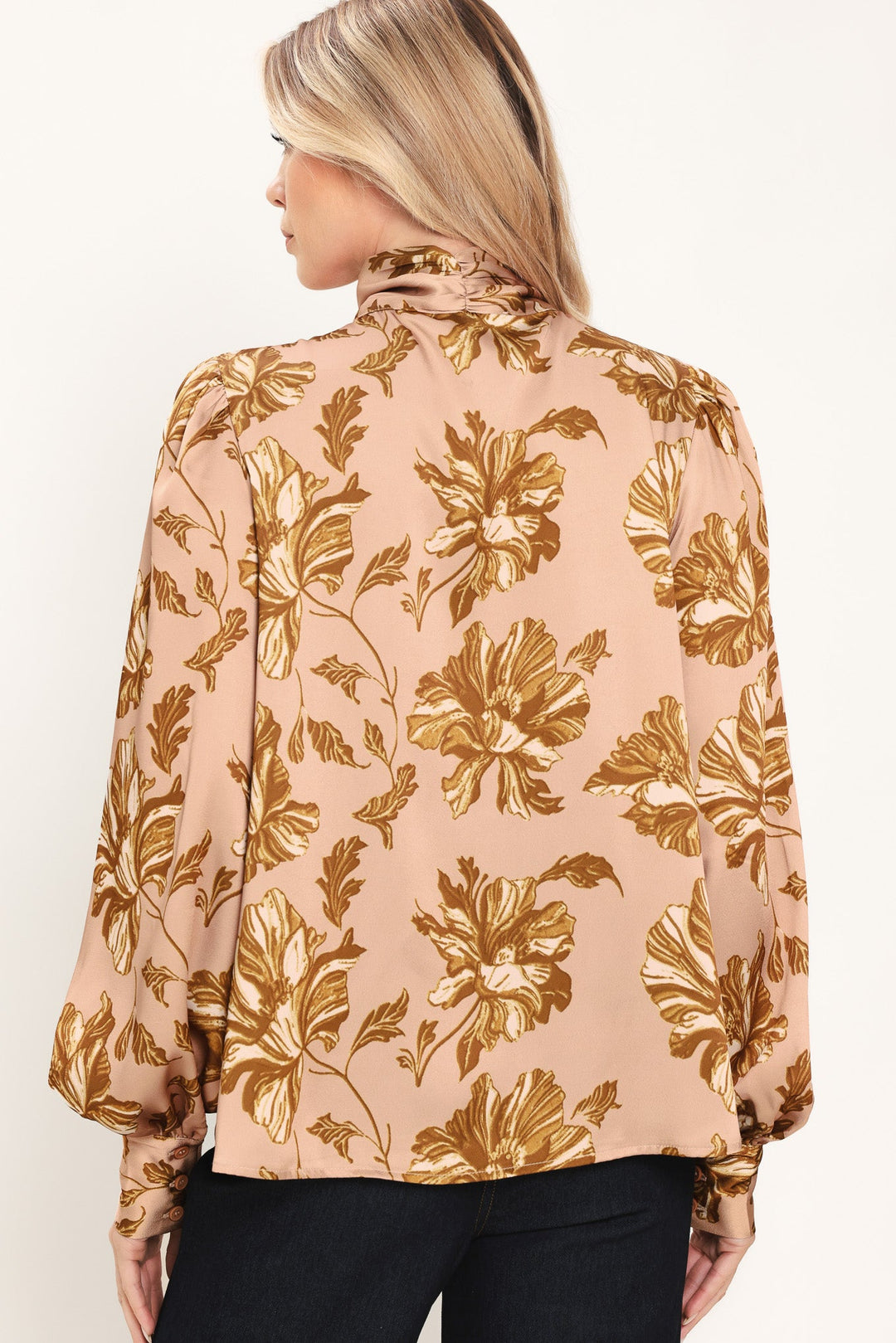 MAUVE MOMENT MAUVE PRINTED TIE-FRONT BLOUSE