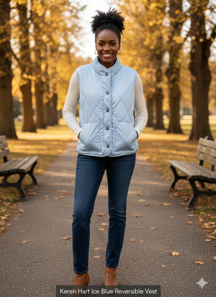 Ice Blue Reversible Vest By Keren Hart from KADOU Boutique