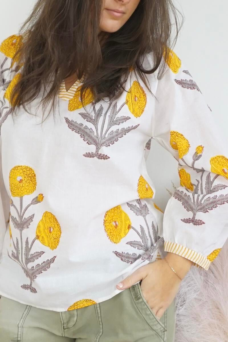 Joy Blouse - Yellow Floral from KADOU Boutique