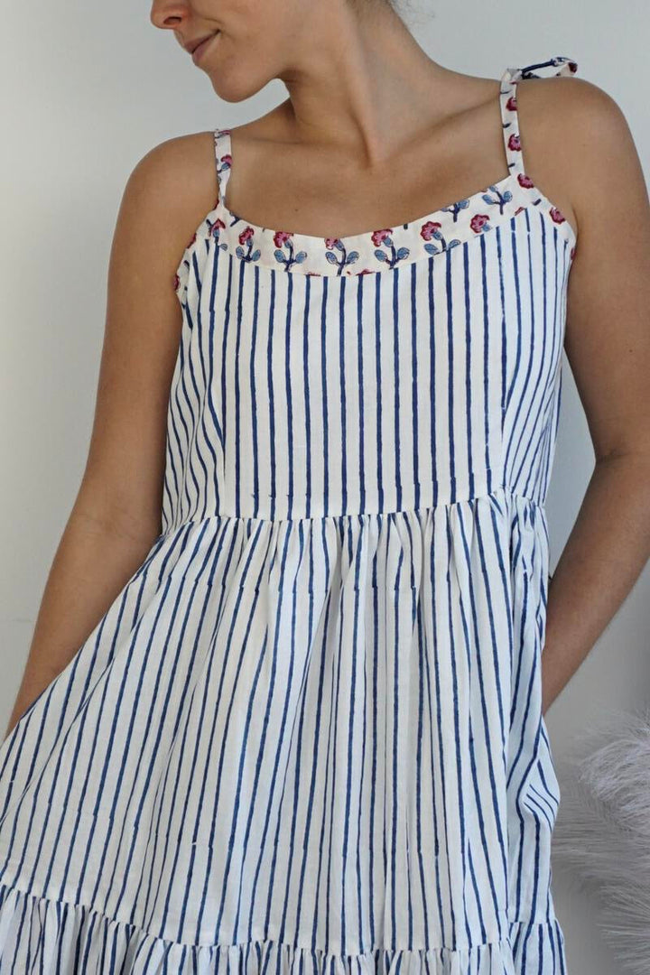 Poppy Tier Maxi Dress - Stripe/Ditsy Floral
