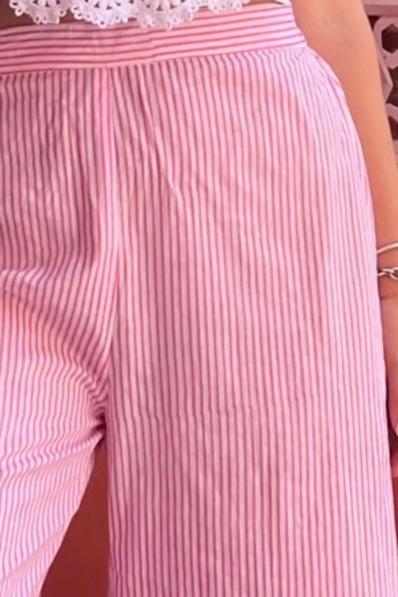 Prim Collared Top - Pink Stripe from KADOU Boutique