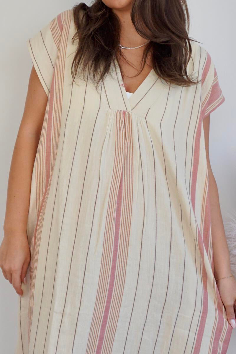 Calla Midi Dress - Citrus Stripe from KADOU Boutique