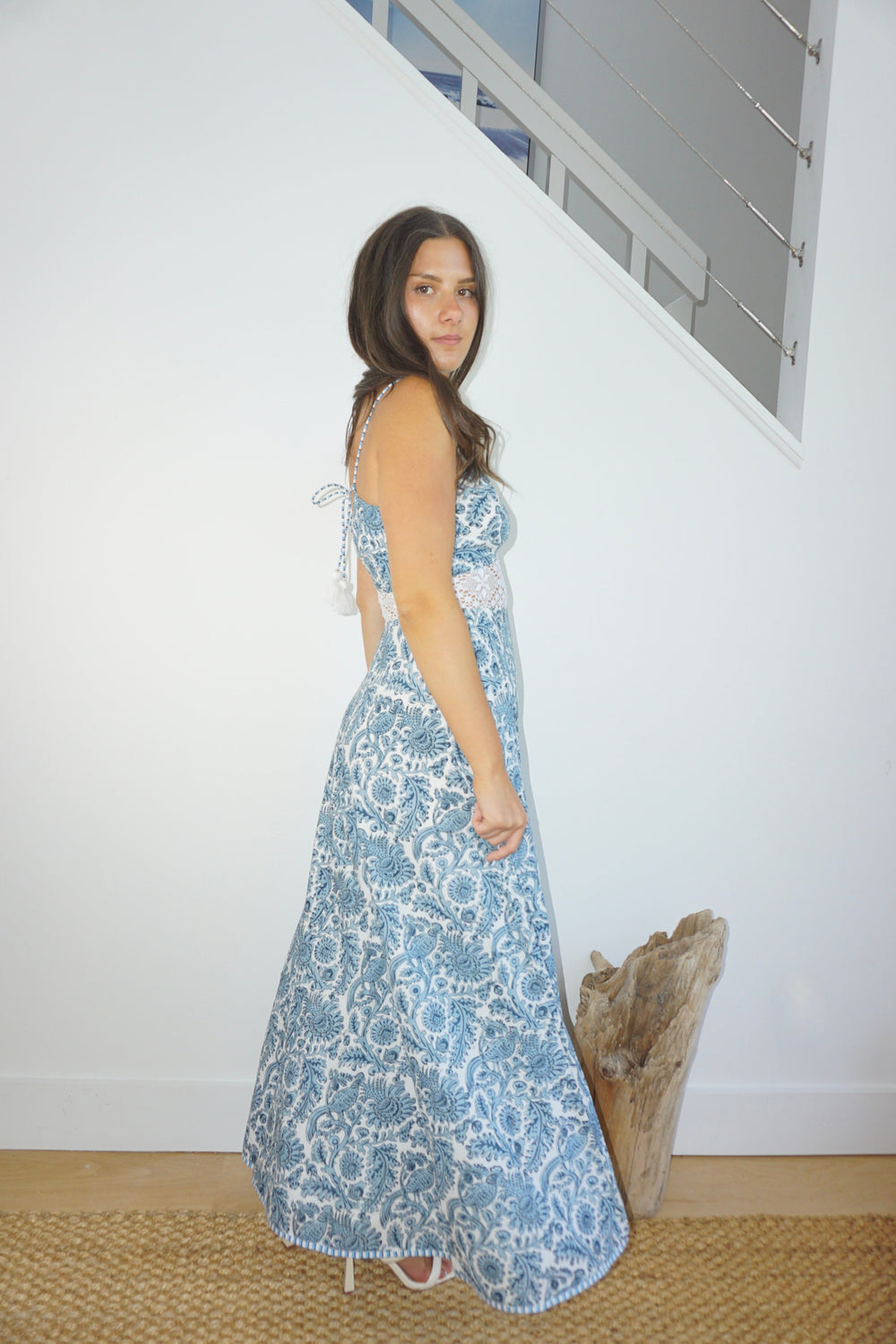 Isabella Dress in Teal Bird from KADOU Boutique