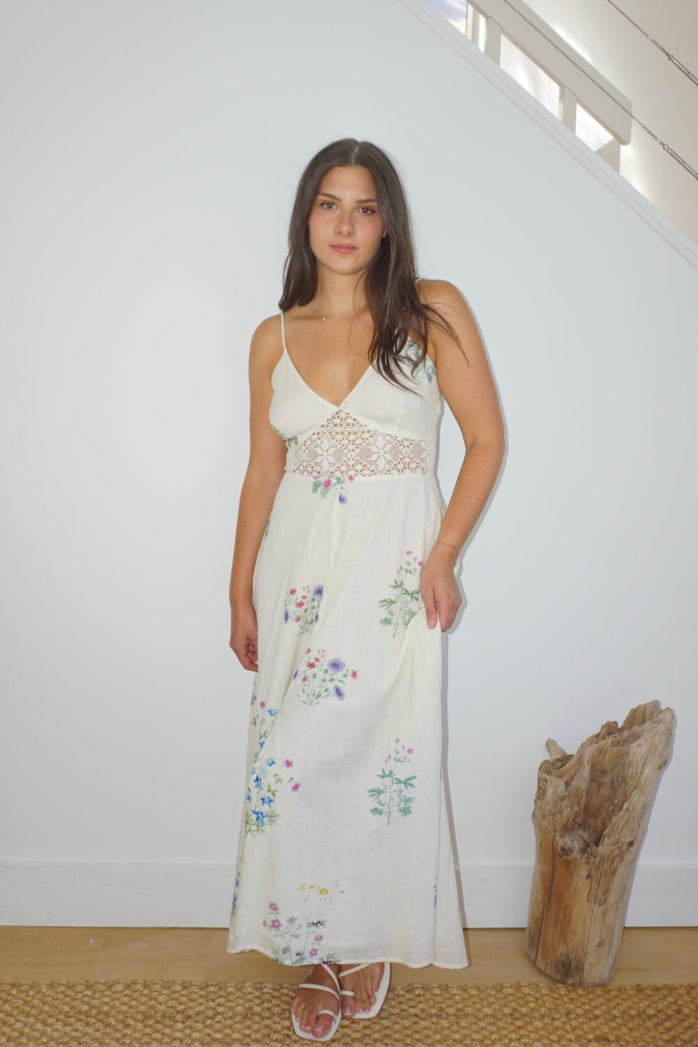 Isabella Dress in Cream Botanical from KADOU Boutique