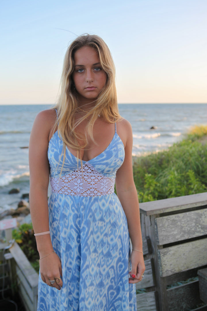 Isabella Dress in Faded Blue Ikat