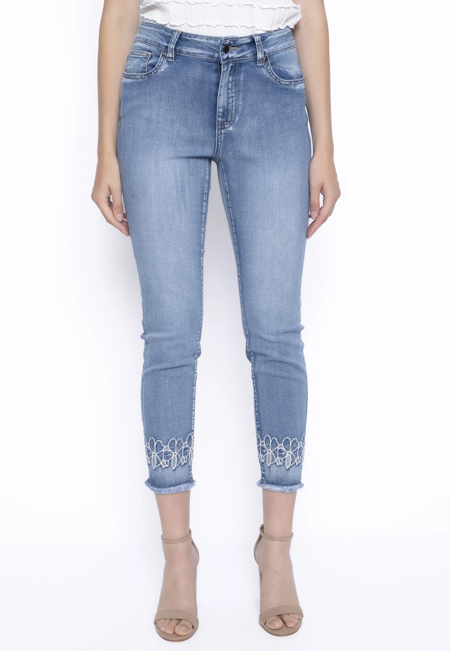 Frayed Edged Embroidered Jeans