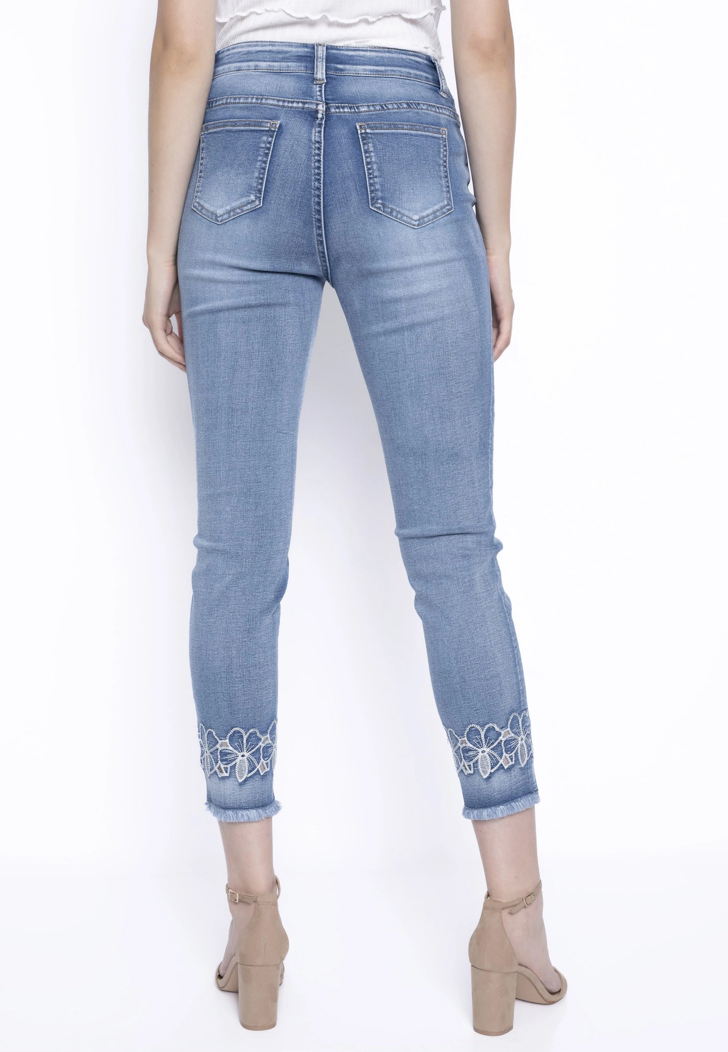Frayed Edged Embroidered Jeans