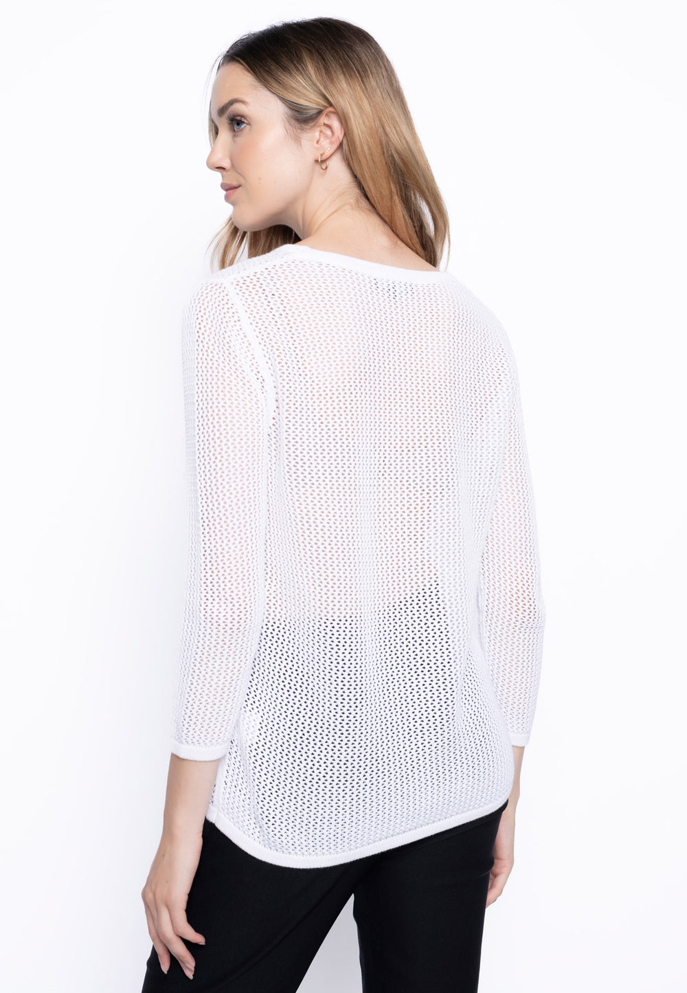 White Knit with Silver Applique Top from KADOU Boutique