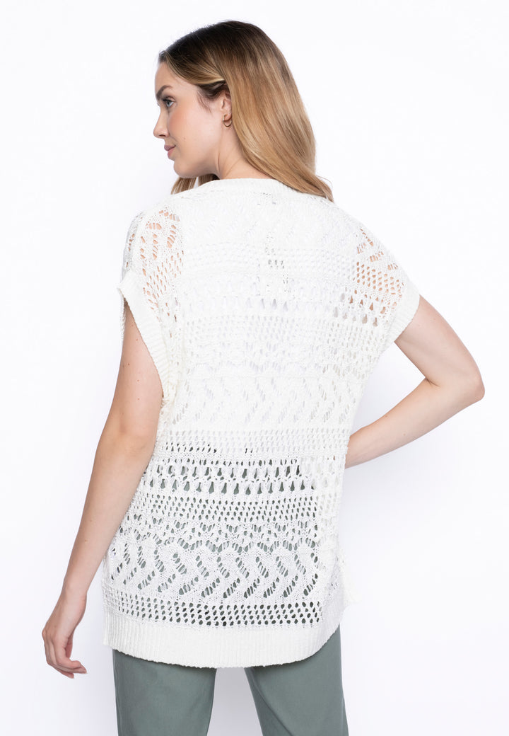 Open Knit V-Neck Top