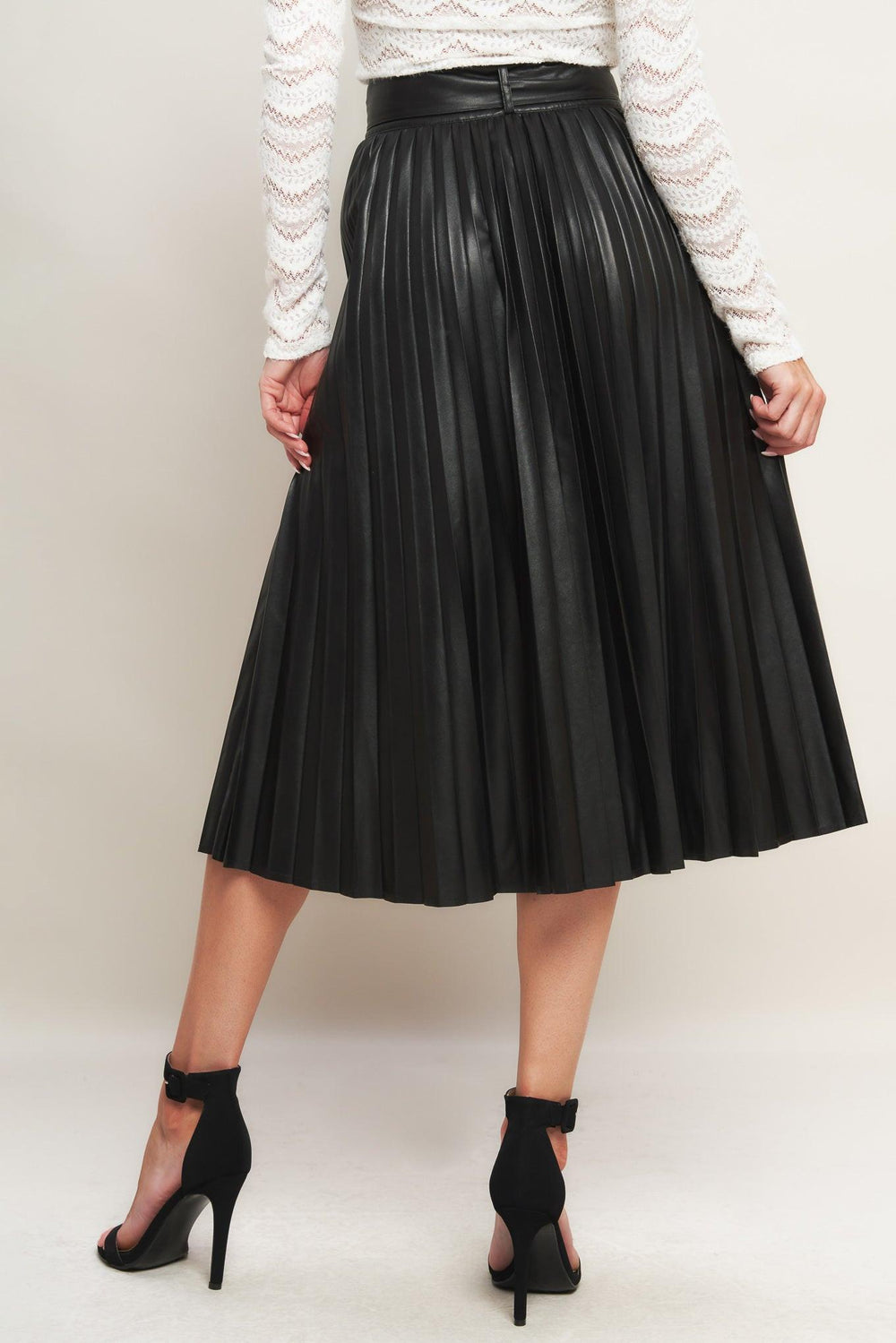 You Fill My Life with Leather Midi Skirt from KADOU Boutique