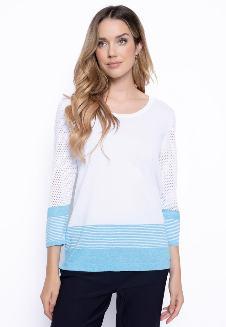 3/4 Sleeve Knitted Stripe Top
