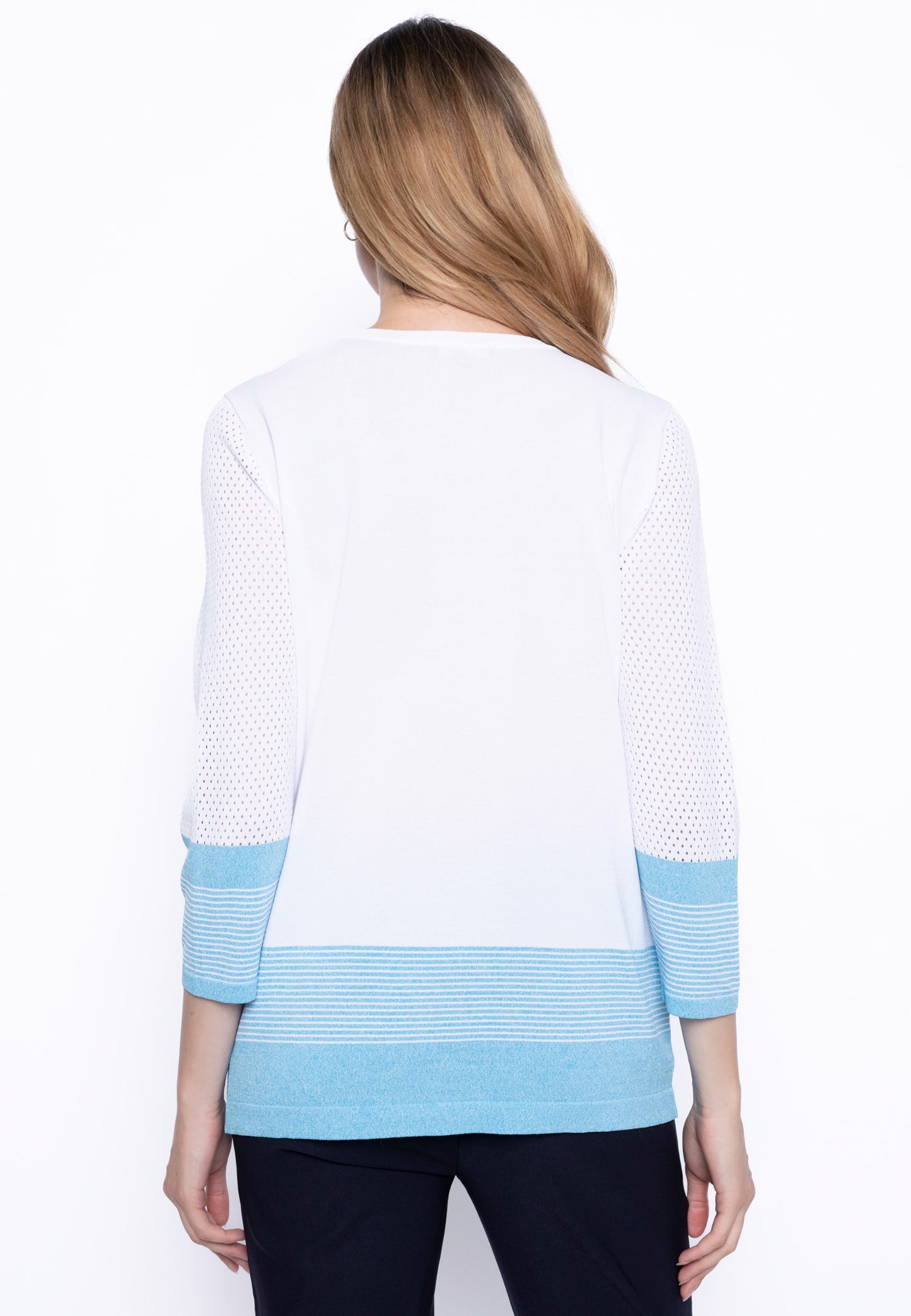 3/4 Sleeve Knitted Stripe Top