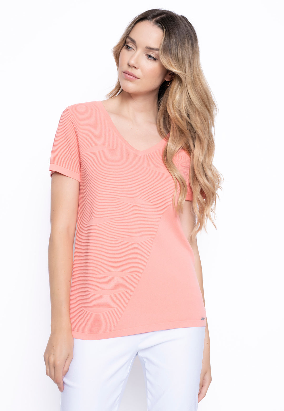 V-Neck Textured Knitted Top