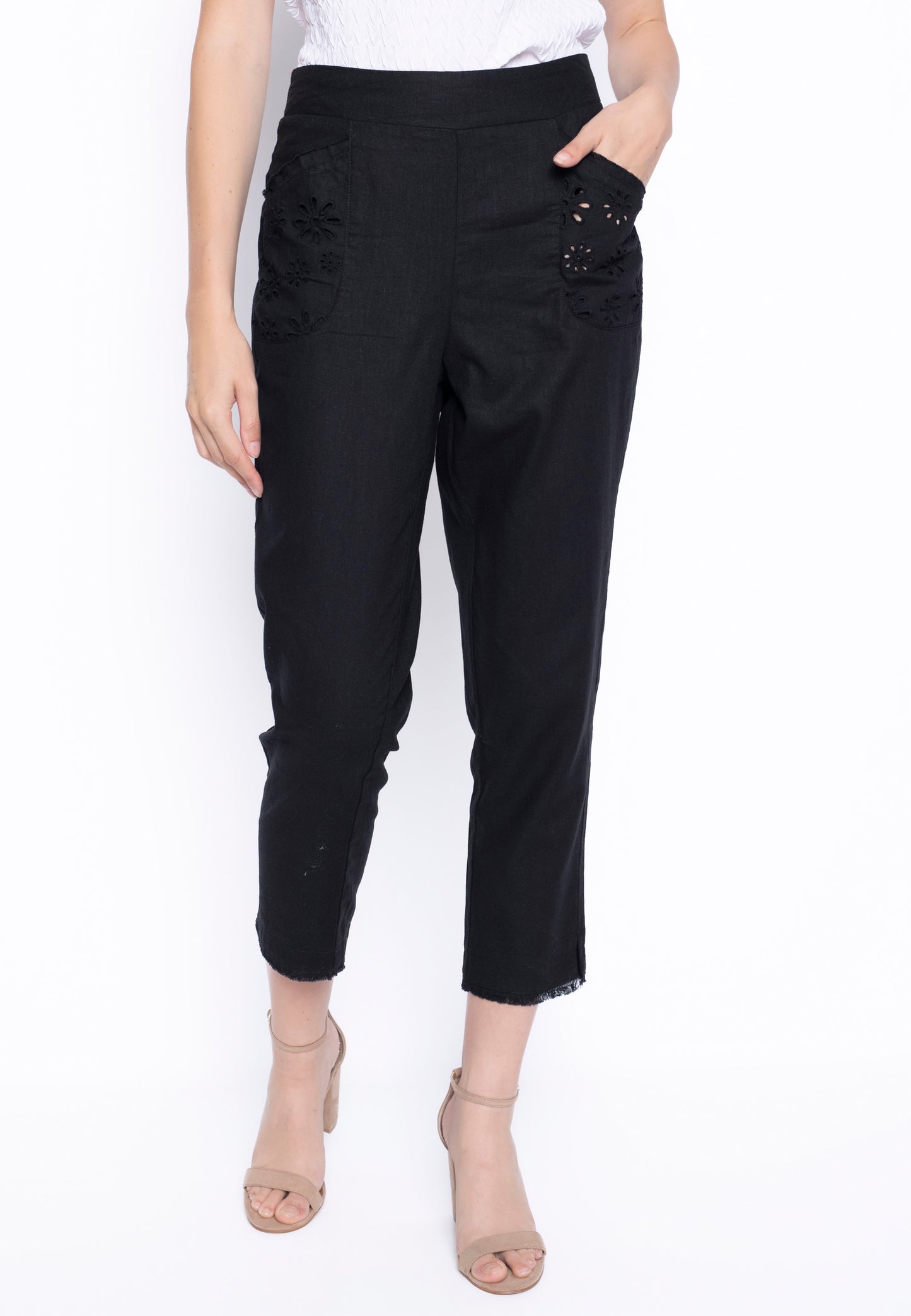 The Pull-On Straight Leg Pants in Black color.
