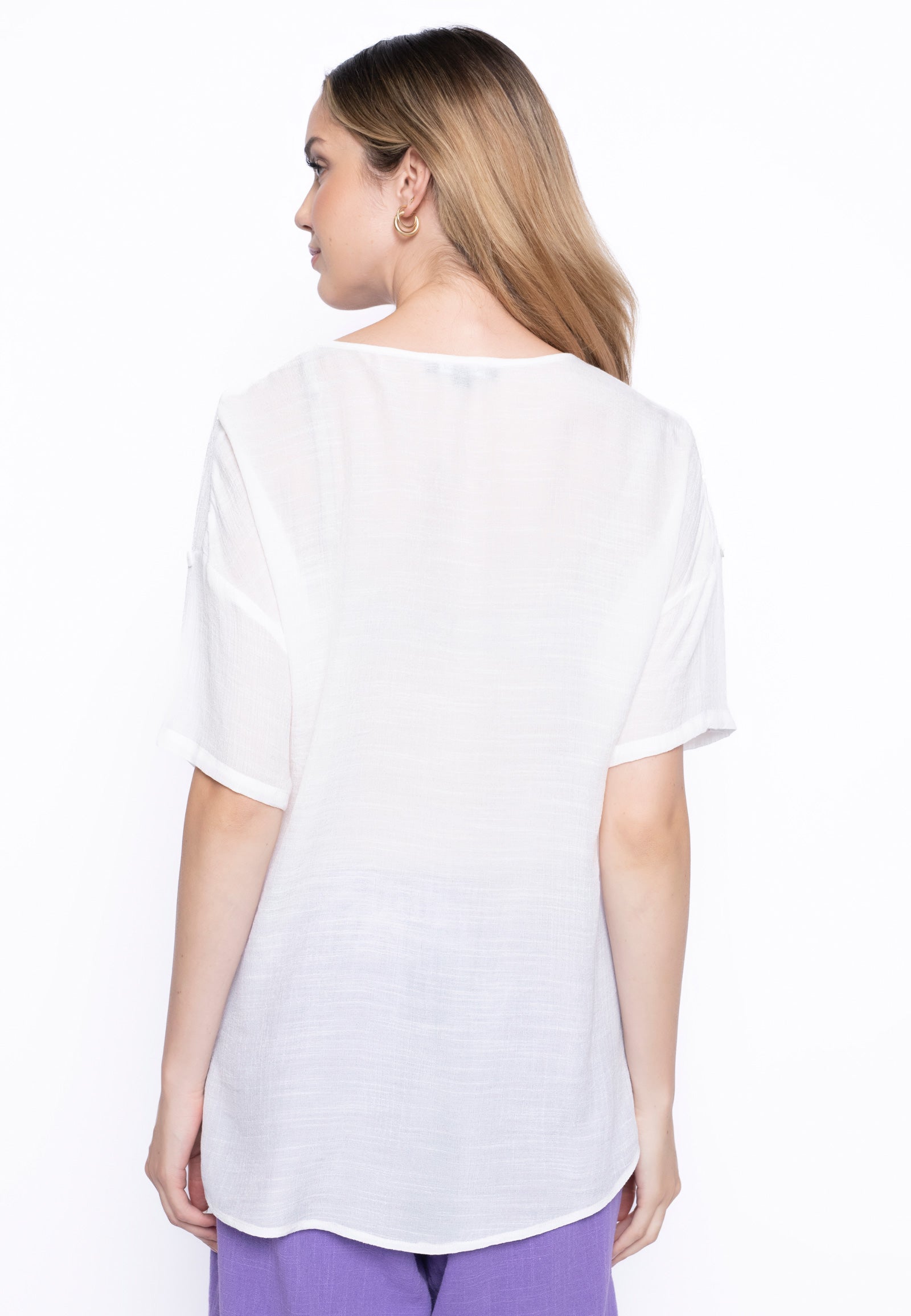 The Embroidered Flowy Blouse from the back.