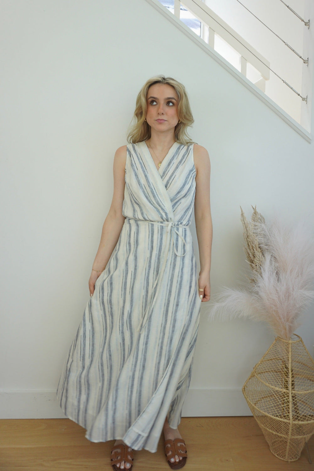 Jane Wrap Dress in Blu Wvn Str from KADOU Boutique