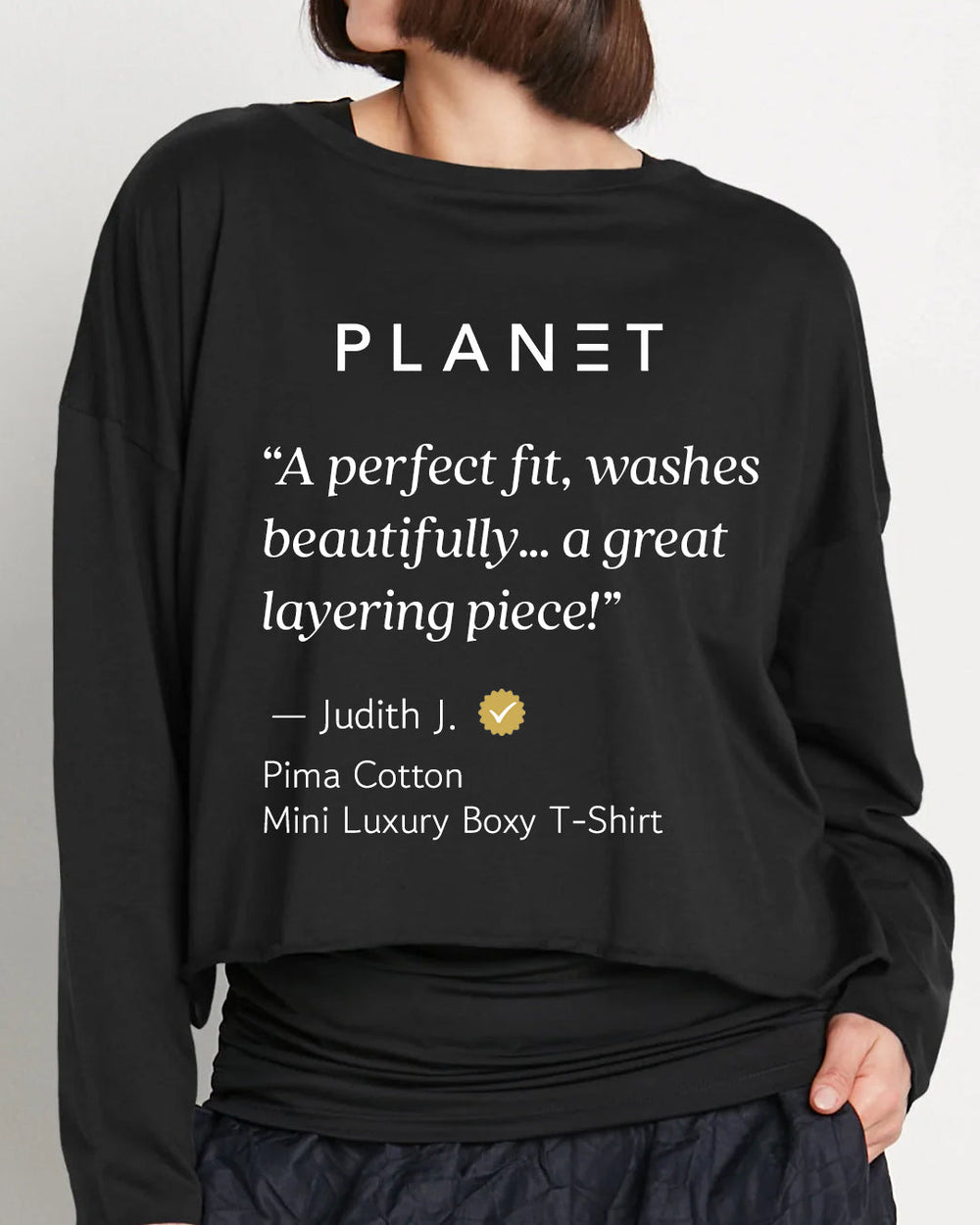 Pima Cotton Mini Luxury Boxy T-Shirt - Black from KADOU Boutique