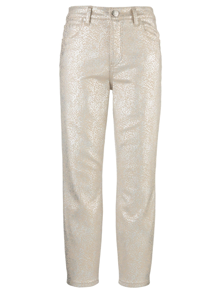 Silver glittery pants on a white background