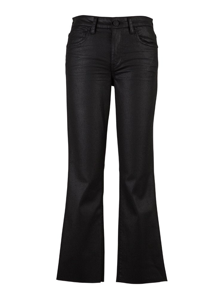 Kelsey Coated High Rise Ankle Flare Raw Hem