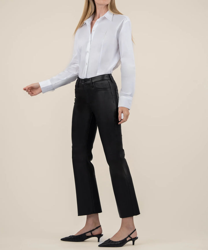 Kelsey Coated High Rise Ankle Flare Raw Hem