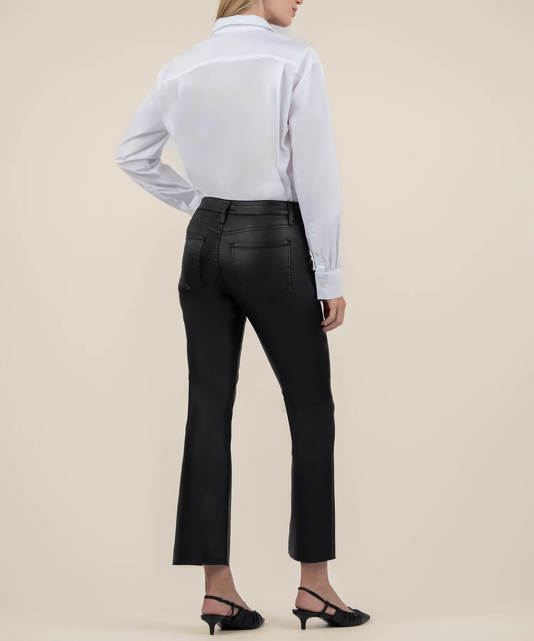 Kelsey Coated High Rise Ankle Flare Raw Hem