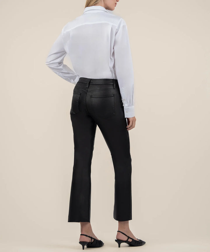 Kelsey Coated High Rise Ankle Flare Raw Hem