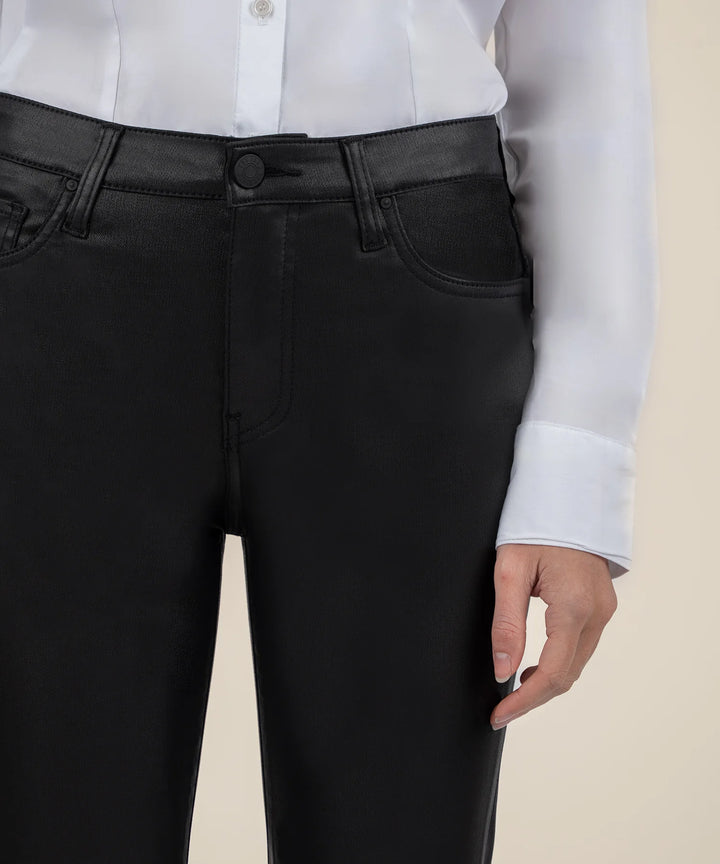 Kelsey Coated High Rise Ankle Flare Raw Hem
