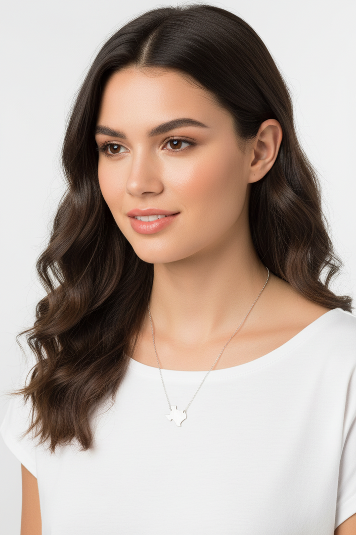 Texas State Map Necklace - Matte Polish