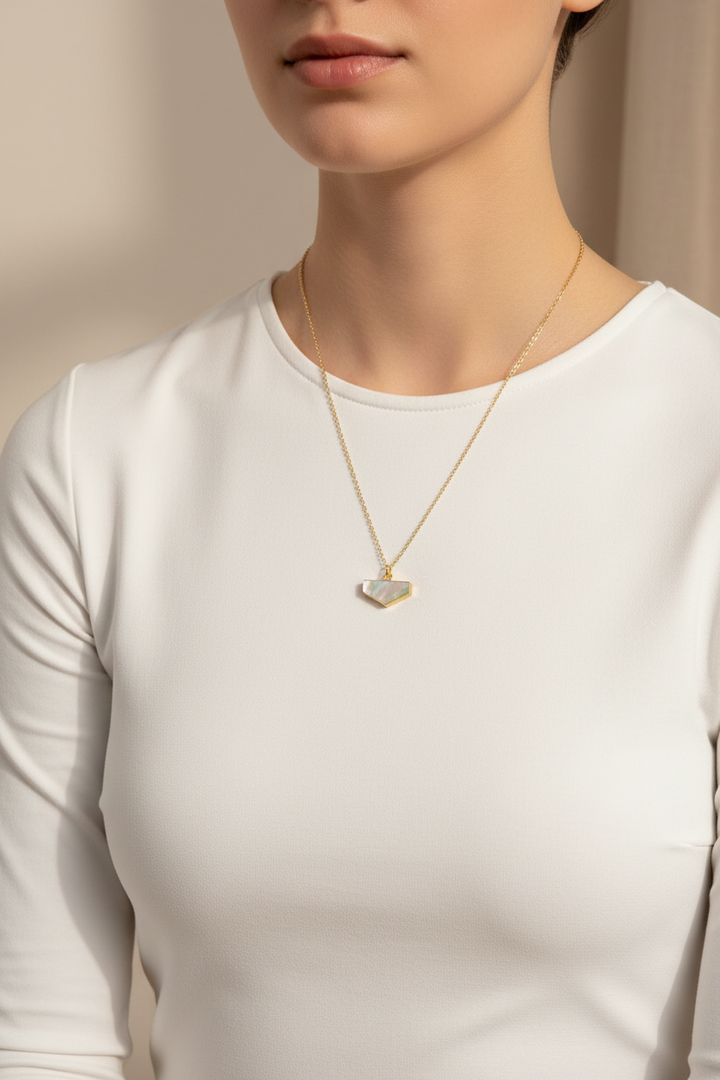 Pentagon Mother of Pearl Pendant Necklace