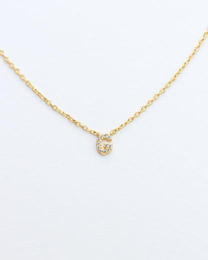 Mini Pave Initial Necklace - Letter G.