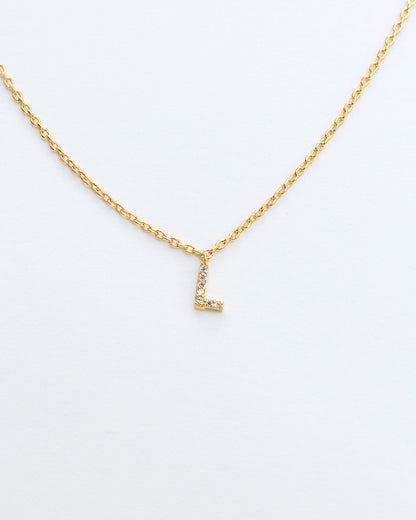 Mini Pave Initial Necklace - Letter L.