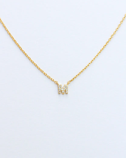 Mini Pave Initial Necklace - Letter M.