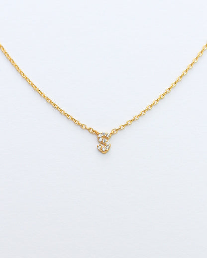 Mini Pave Initial Necklace - Letter S.
