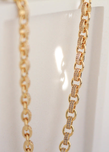 18K Gold Pave Chain Link Necklace