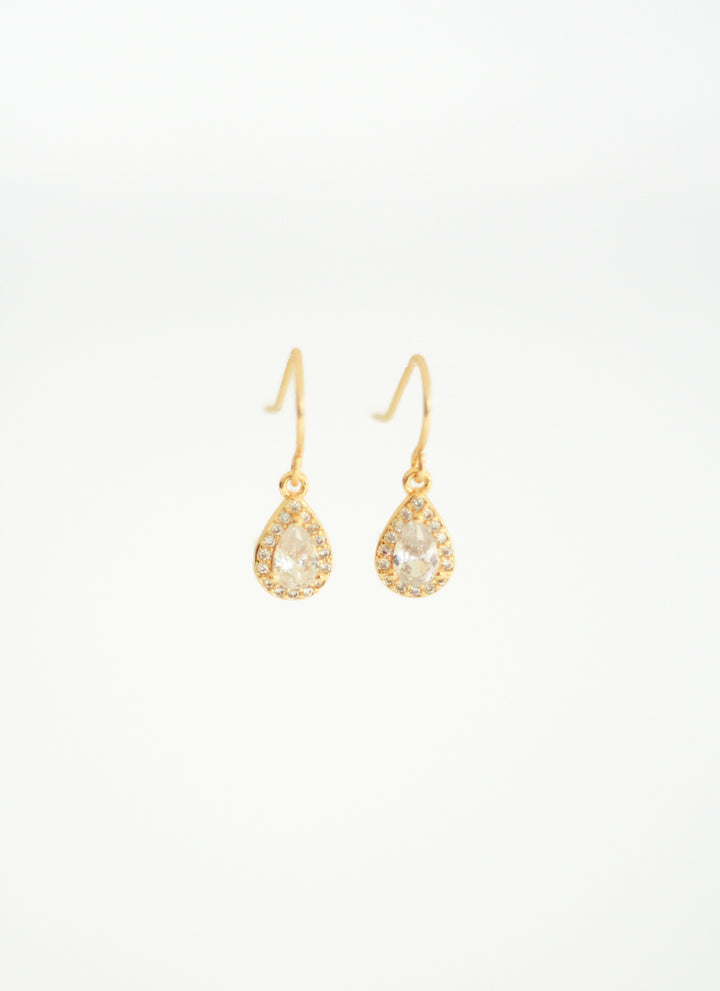Small Teardrop Halo French Wire Earrings.