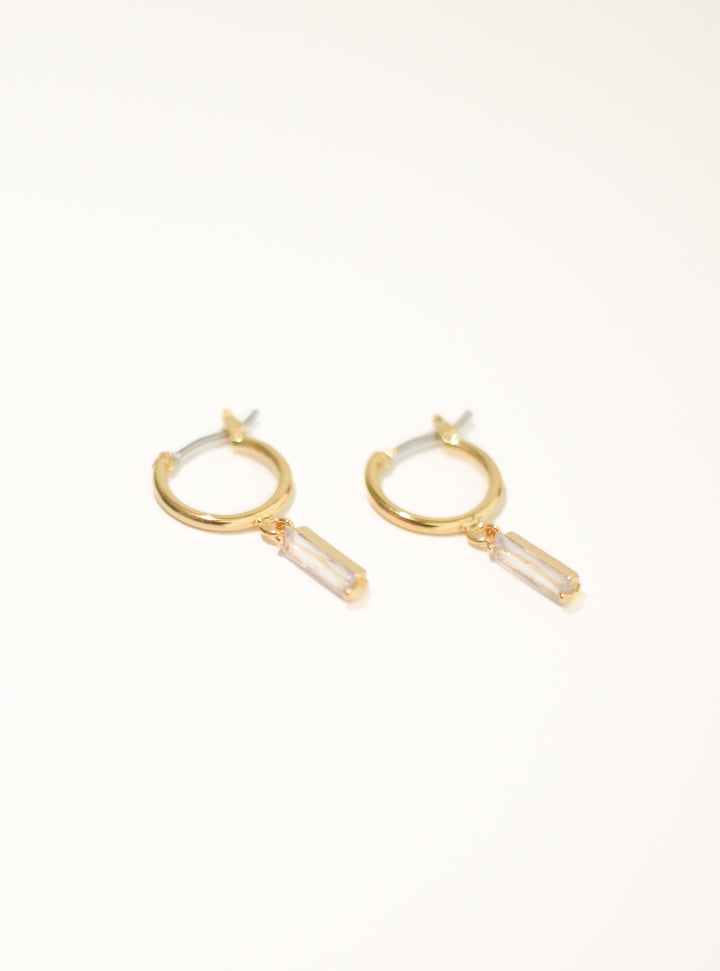 Baguette Dangle Huggie Earrings